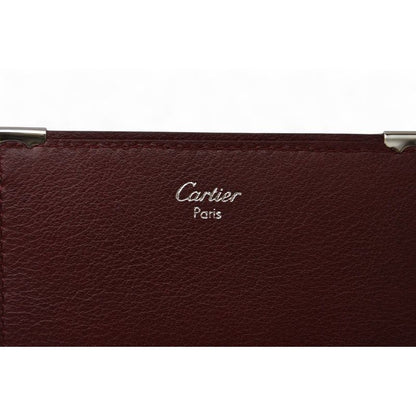 Cartier Fold Wallet Trifold Vintage Cabochon Line Calf Bordeaux — view 4