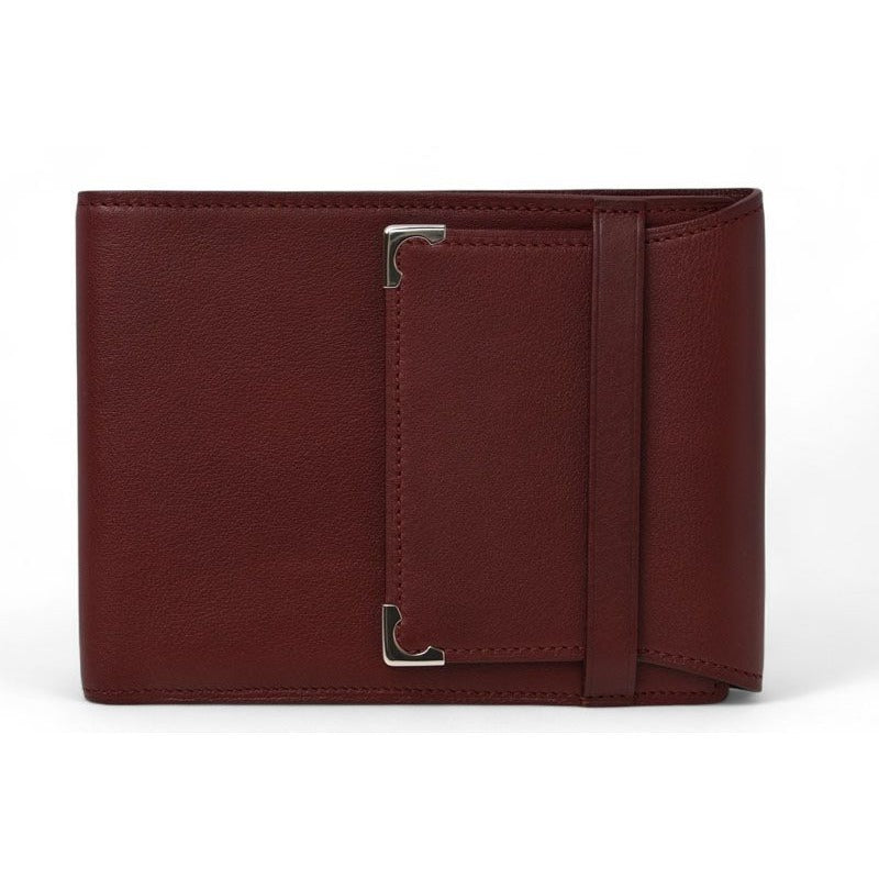 Cartier Fold Wallet Trifold Vintage Cabochon Line Calf Bordeaux
