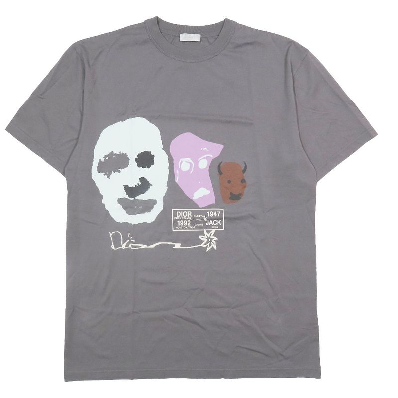 22aw Dior X Travis Scott Cactus Jack Oversize T-Shirt Logo Print Cut and Sewn