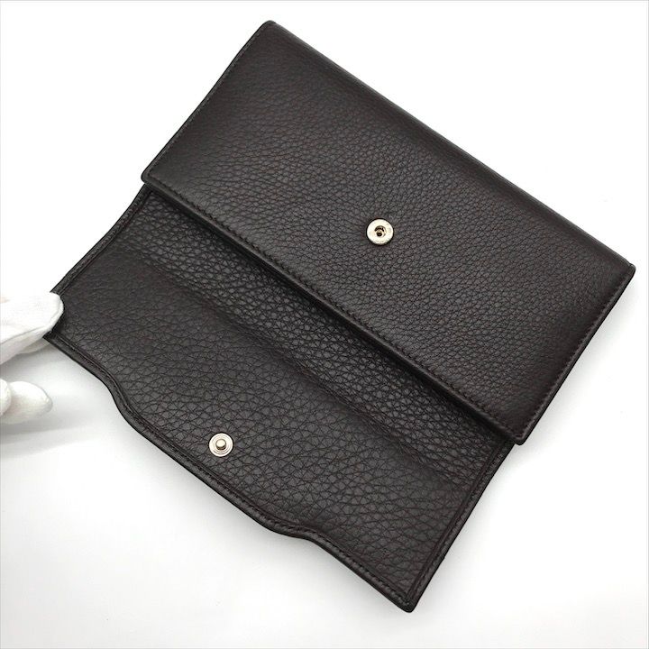 Gucci Geki Interlocking Sherry Line Leather Trifold Wallet Brown
