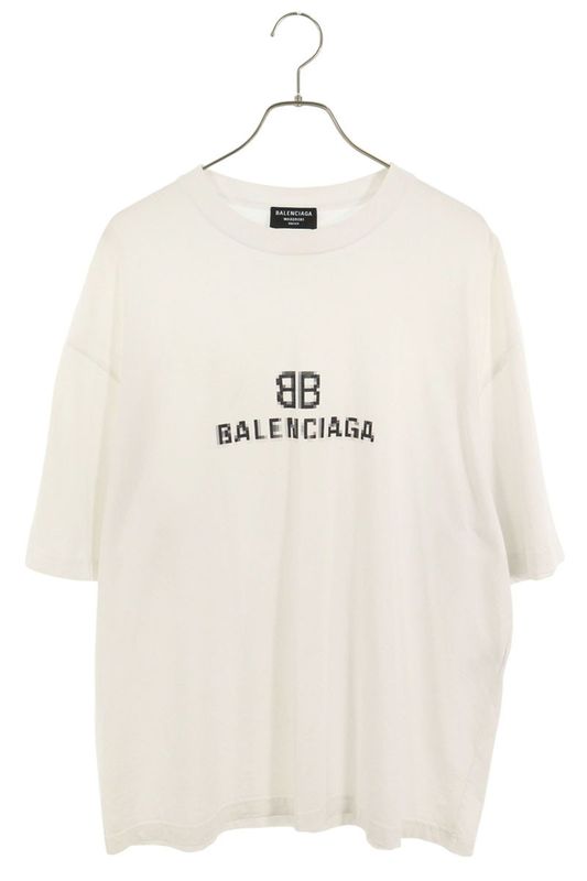 Balenciaga 21AW 612966 Tkvi7 Pixel BB Logo T-shirt Men's L