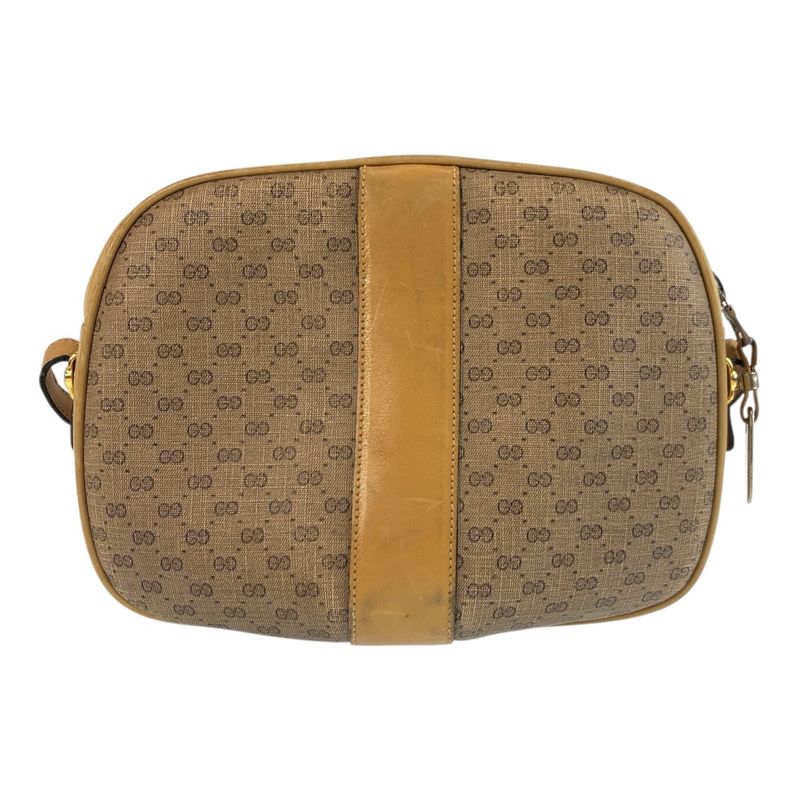 Gucci Vintage Old Gucci Micro GG Beige Gold Hardware Pvc/leather Shoulder Bag