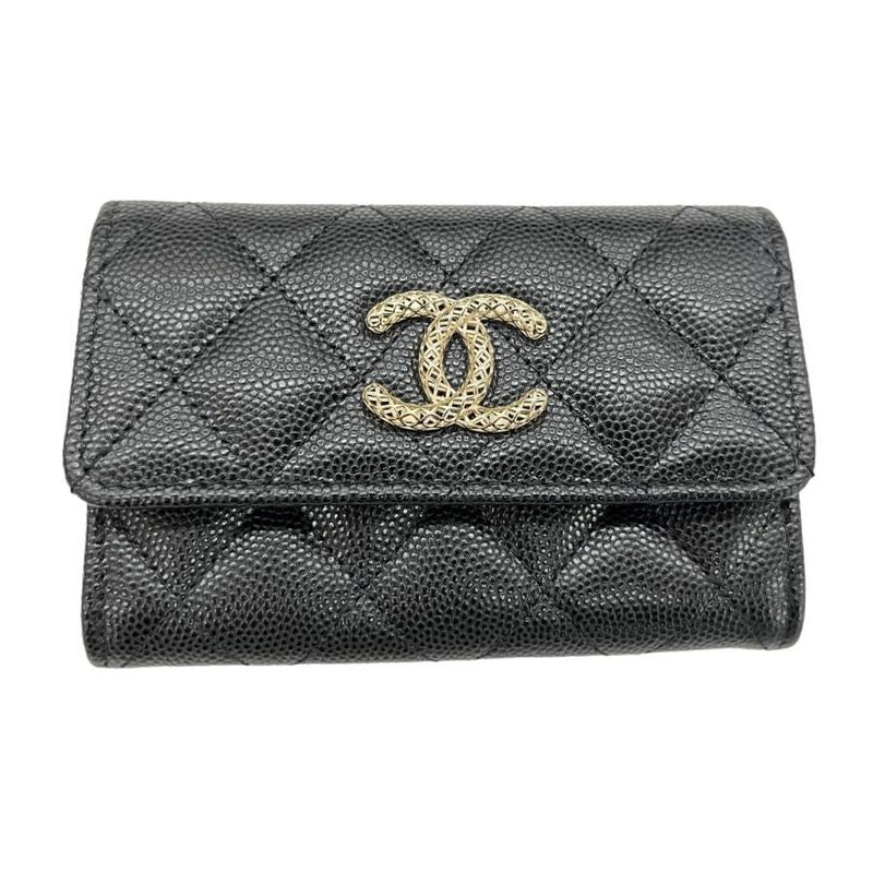 Chanel Ap2735 Coin Case Card Case Mini Wallet Black×pink Caviar Skin Unused