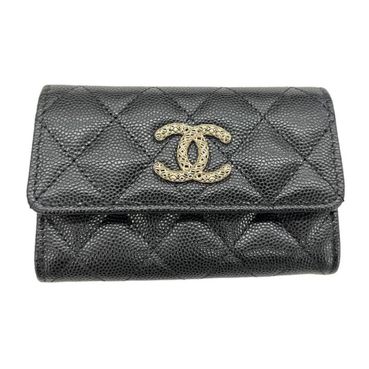 Chanel Ap2735 Coin Case Card Case Mini Wallet Black×pink Caviar Skin Unused