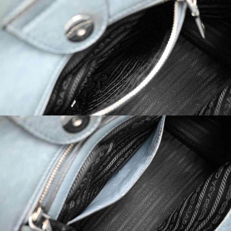 Prada Hand Shoulder Bag 2way Gray Leather 88ka908