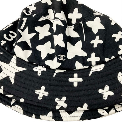 Chanel Hat Cotton Black White Bucket Coco Mark Logo