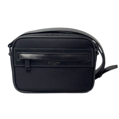 Saint Laurent Shoulder Bag Mini Camp Nylon Leather Black