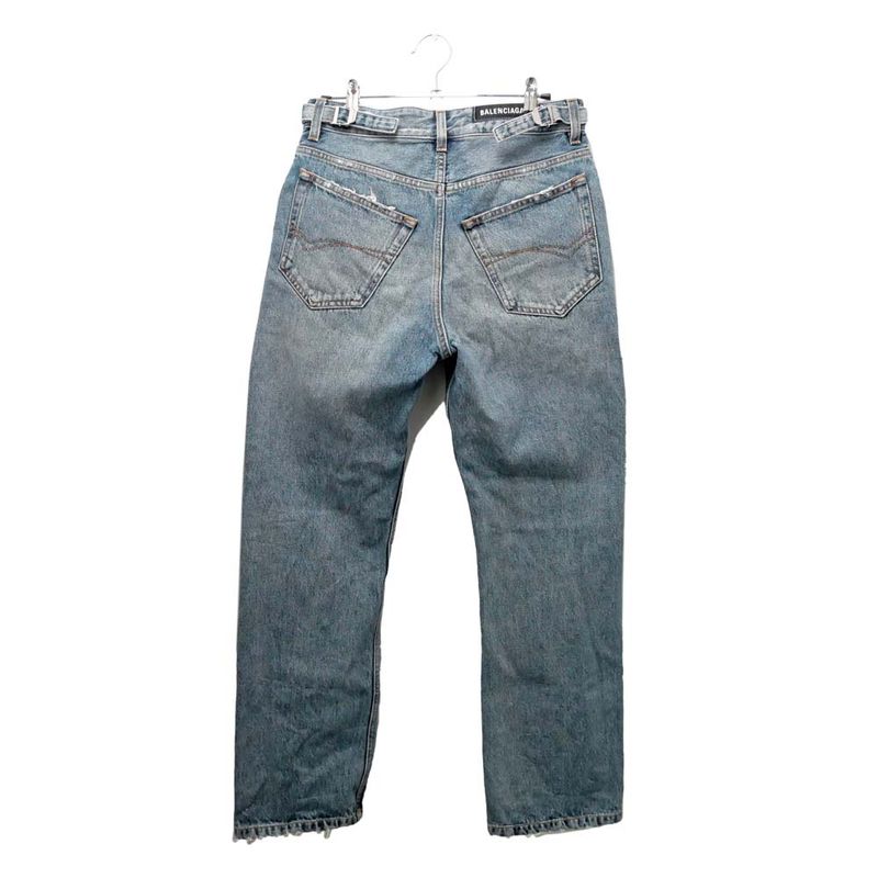 Balenciaga Denim Pants Damage XXS Size Blue Trousers Women's Apparel