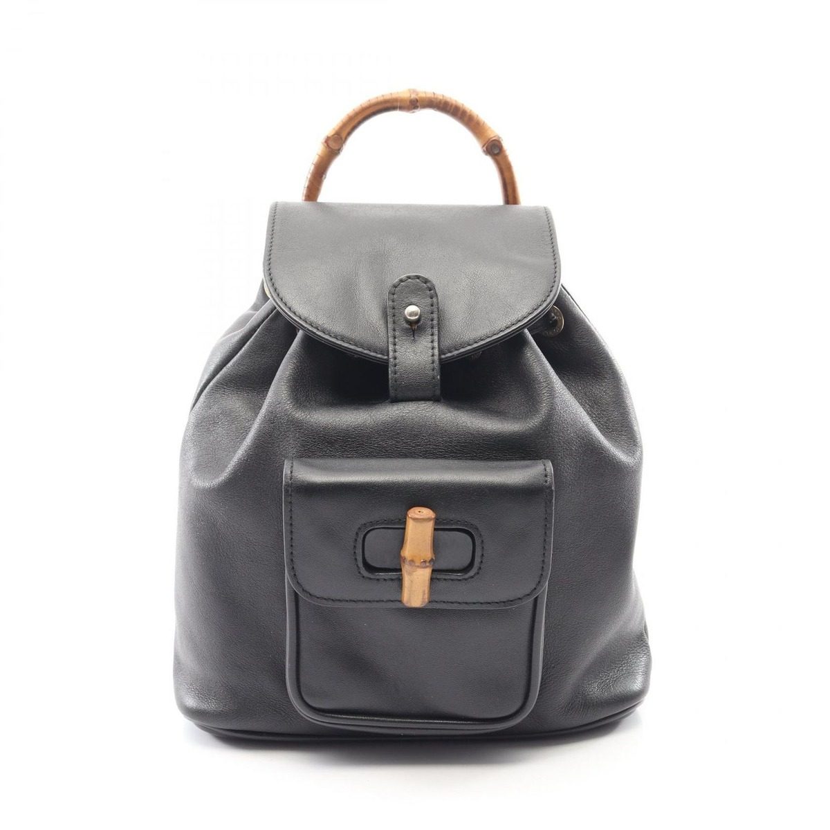 Gucci Backpack Bamboo Black Leather