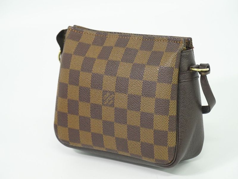 Authentic Louis Vuitton LV Trousse Makeup Damier Ebène Accessory Pouch Handbag