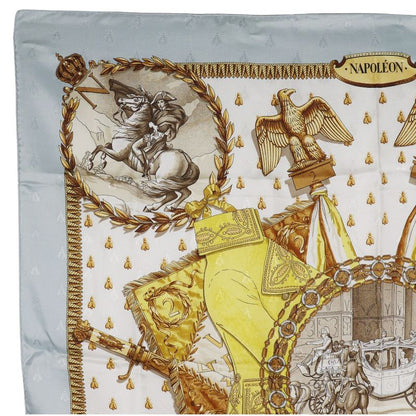 Hermes Carre 90 Napoleon Bee Silk Light Blue Women's Scarf