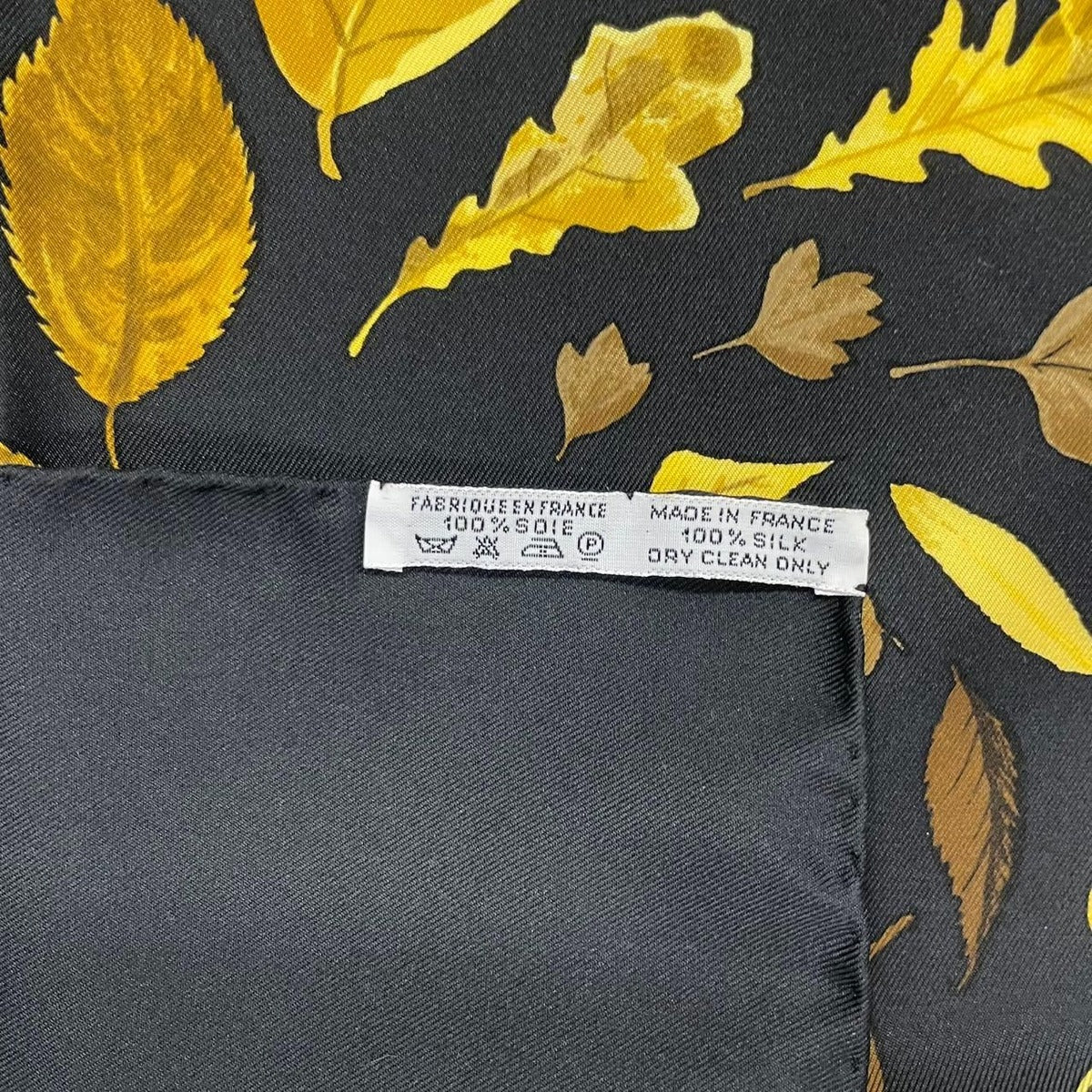 Hermes Scarf Silk Carre 90 Tourbillon Fallen Leaves Swirl Black — view 9