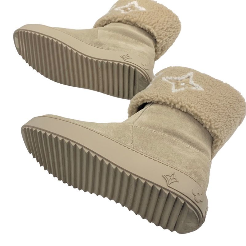 Louis Vuitton Snowdrop Line Monogram Boots Short Boots Mouton Boots Folded