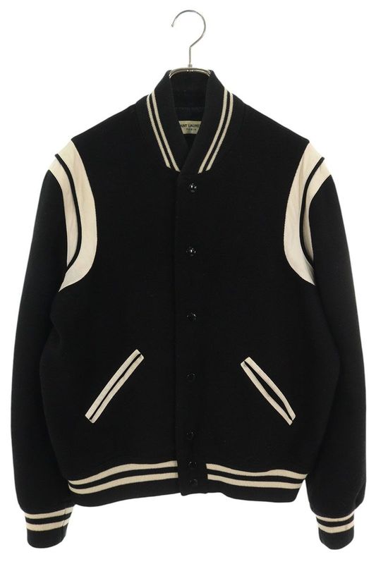 Saint Laurent Paris Teddy 354718 Y580f Leather Trim Stajan Blouson Men's 50