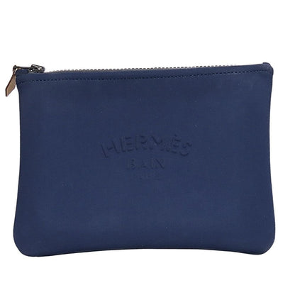 Hermes Pouch Neobain PM Polyurethane Polyamide Navy