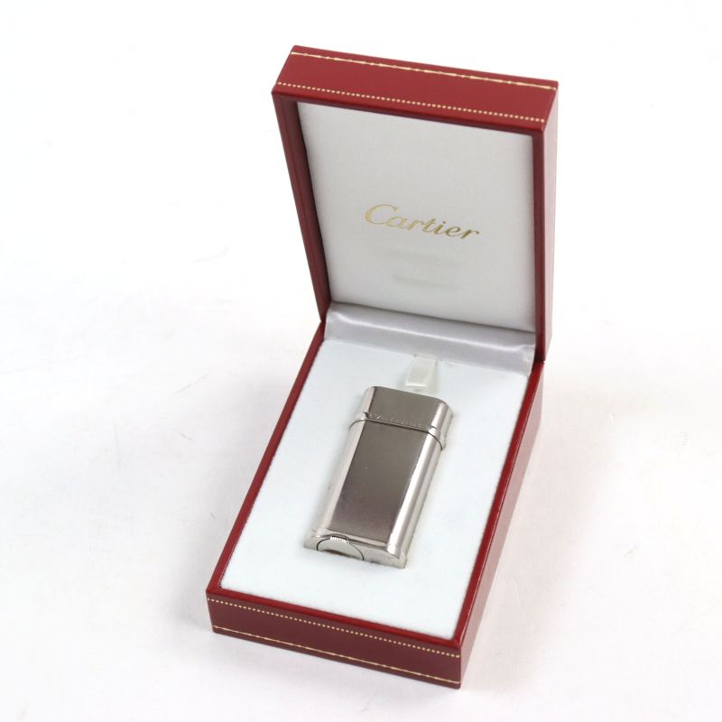 Cartier Godron Hairline Logo Engraved Oval Form Roller Lighter