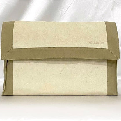Hermes Clutch Bag Tapidocel Beige White