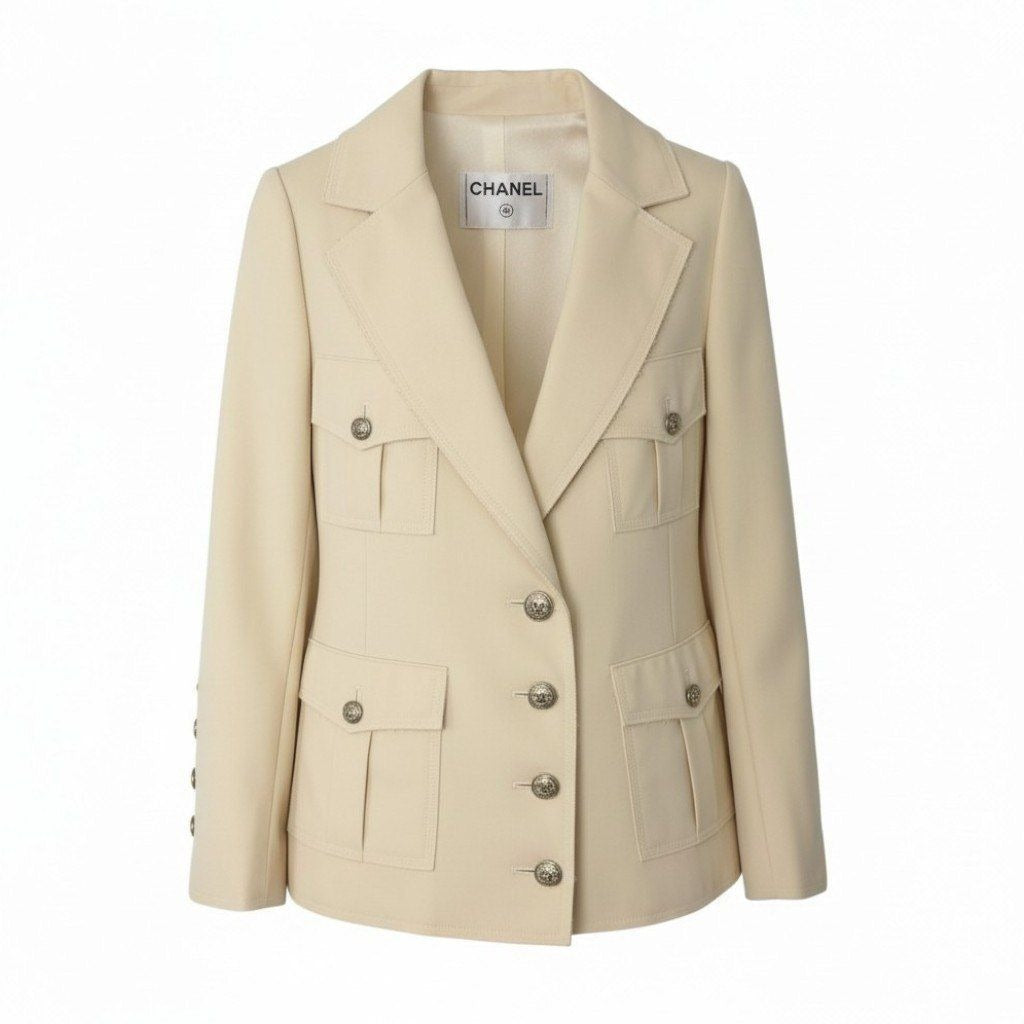 Chanel C Safari Jacket 4 Pockets CC Logo 36 Ivory