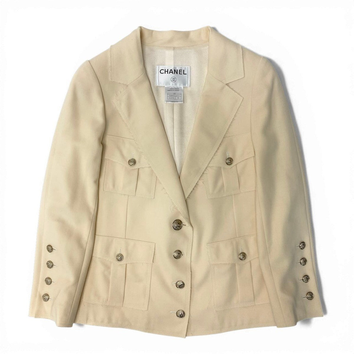 Chanel C Safari Jacket 4 Pockets CC Logo 36 Ivory — view 2