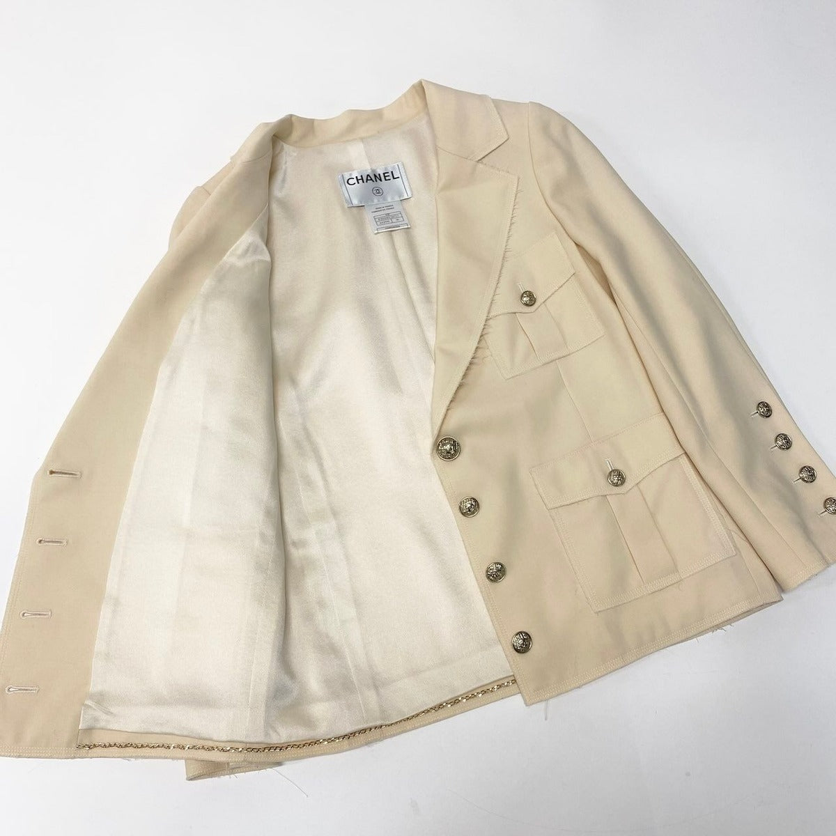 Chanel C Safari Jacket 4 Pockets CC Logo 36 Ivory — view 6