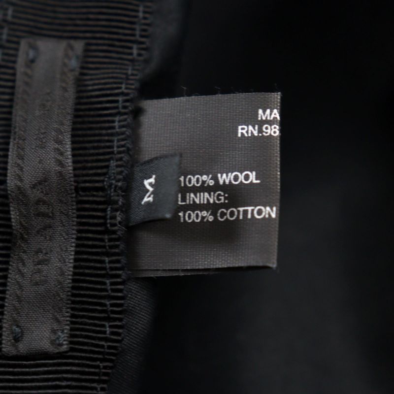 Prada 2hc137 100% Wool Triangle Plate Triangle Logo Bucket Hat Dark Gray M Made