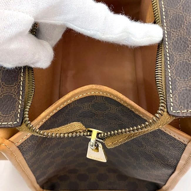 Celine Handbag Brown Macadam Tote Bag PVC Leather Preowned