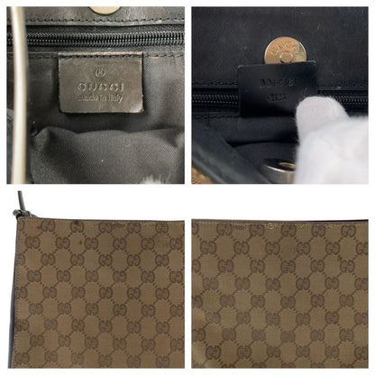 Gucci Brown Silver Hardware GG Canvas/leather 001 3181 Shoulder Bag Women 504849