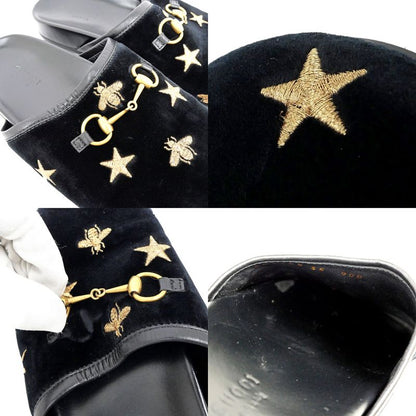 Gucci Sandals Horsebit Bi-bk Black 505265 Size 35 Embroidery Ladies