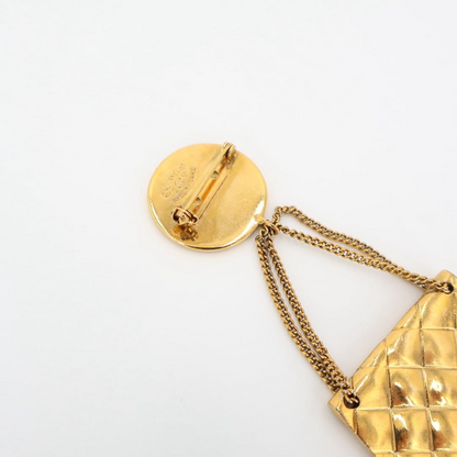 Chanel Brooch Matelasse Coco Mark Bag Motif Accessories Gold Vintage