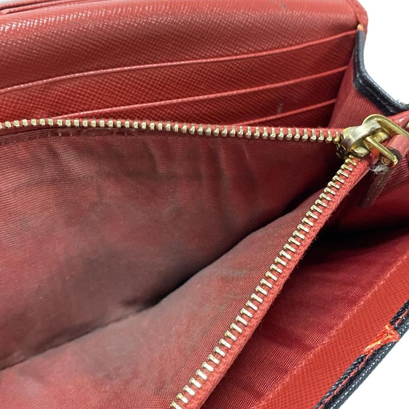 Prada Long Wallet - Black And Red Heart Leather