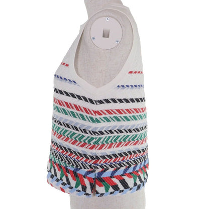 Chanel Cotton Sleeveless Knit Top White Multicolor 36 Sweater — view 2