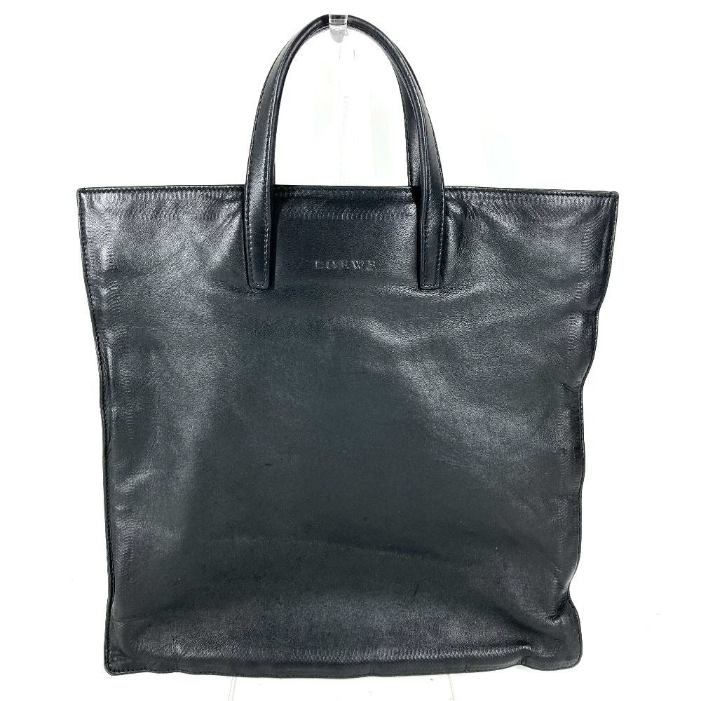 Loewe Handbag Logo Vertical Shape Tote Leather Black