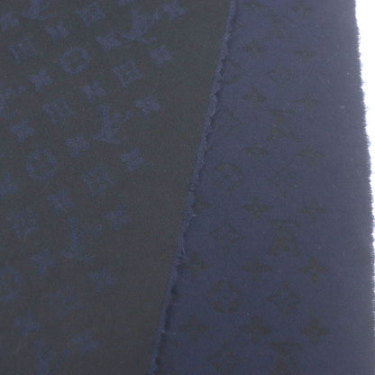 Louis Vuitton M71615 100% Cashmere Monogram Allover Fringe Scarf Black Navy