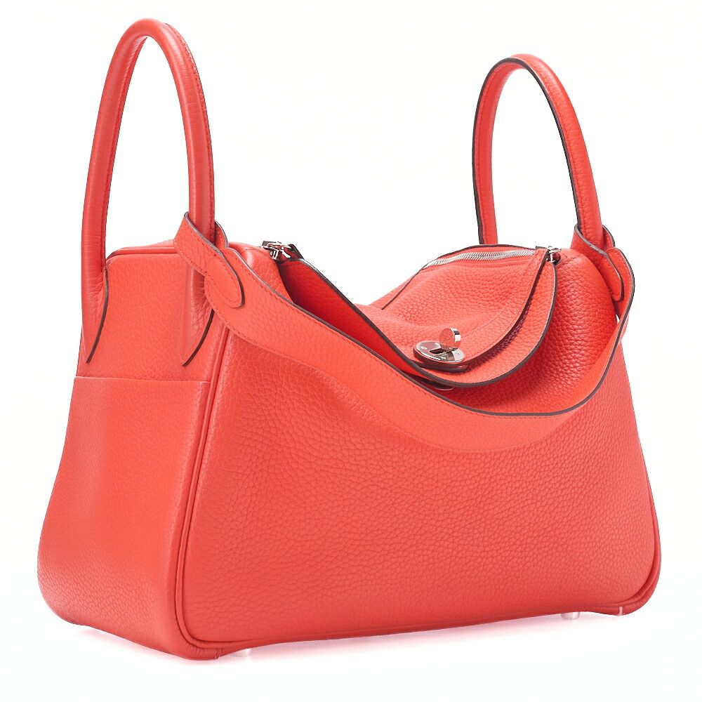 Hermes Lindy 30 2-way Shoulder Bag Taurillon Clemence Orange Poppy Orange Poppy