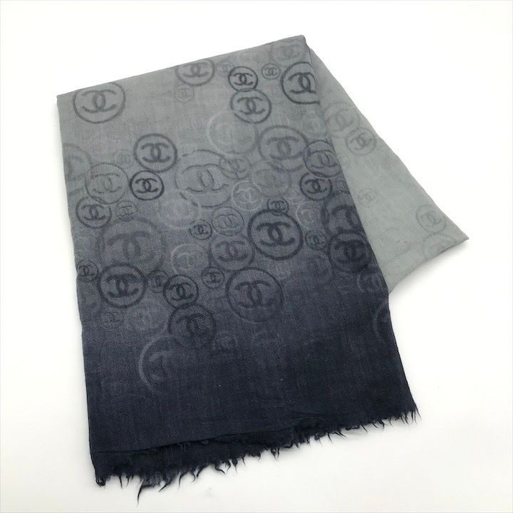 Chanel CC Logo Gradient Cashmere Large Shawl Scarf