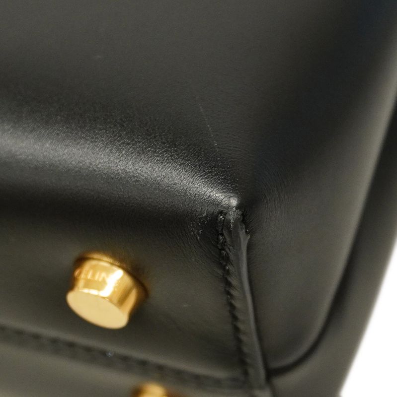 Celine Handbag Triomphe Teenino Leather Black Gold Hardware 2way Bag Ladies