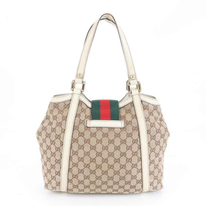 Gucci GG Canvas Sherry Line Leather Tote Bag Shoulder Hand 233607 Women EME