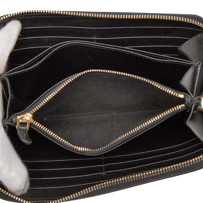 Plat Da Round Zipper Long Wallet 1ml506 Pink Saffiano Leather Women Prada