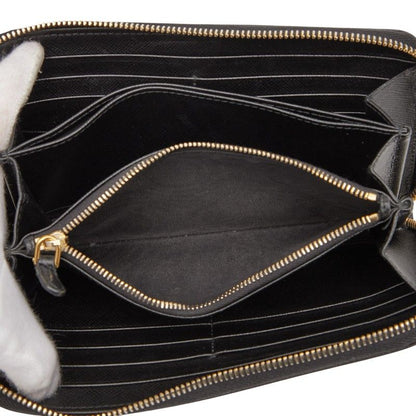 Plat Da Round Zipper Long Wallet 1ml506 Pink Saffiano Leather Women Prada