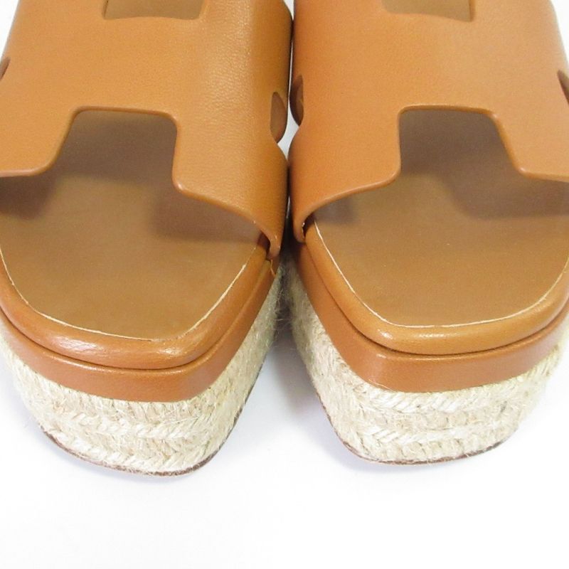 Hermes Espadrille Elda Sandals Size 39 Approx 25.5cm (10.04in) Brown Women's