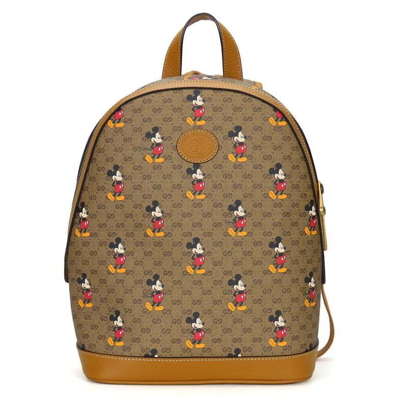 Gucci Backpack Daypack Small Backpack 552884 GG Supreme Canvas Brown Camel Gold