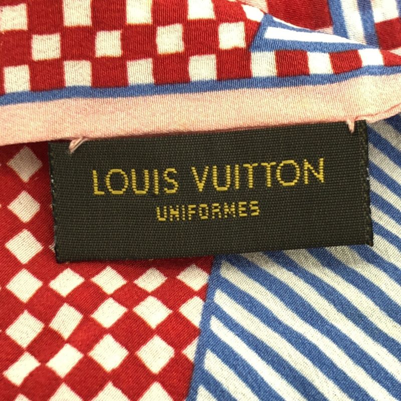 Louis Vuitton Bandeau Checkered Silk Scarf Pink and Multicolor