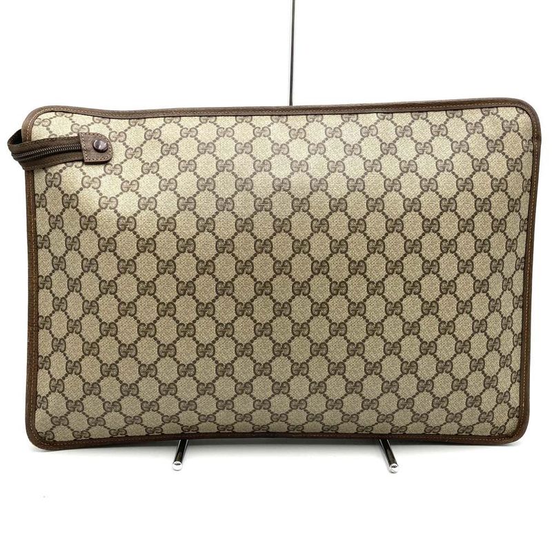 Gucci 017 115 Second Bag Clutch Bag Pouch GG Supreme Sherry Line Leather Brown