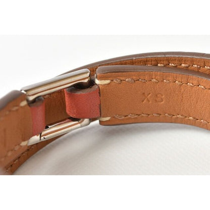 Hermes Bangle Bracelet Rival Doubletour Pink Brownish Silver XS Size — view 6