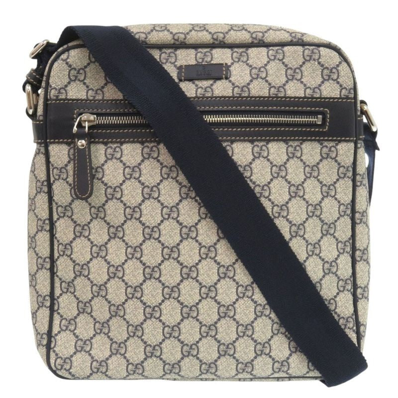 Gucci GG Supreme Canvas Navy Beige Shoulder Bag Blue 0088