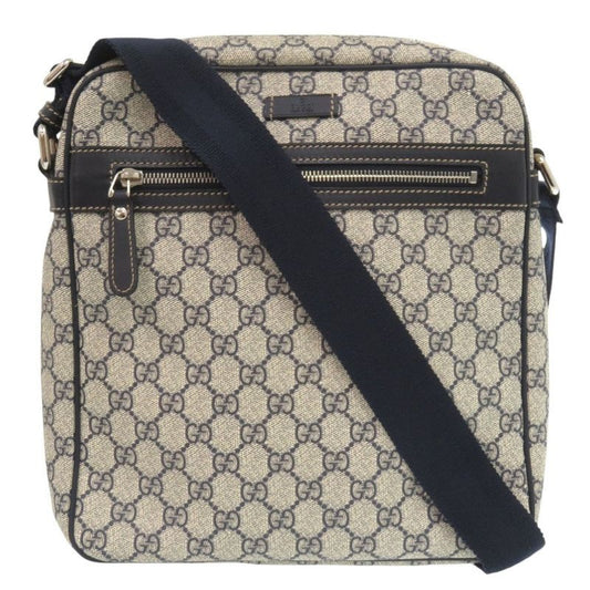 Gucci GG Supreme Canvas Navy Beige Shoulder Bag Blue 0088