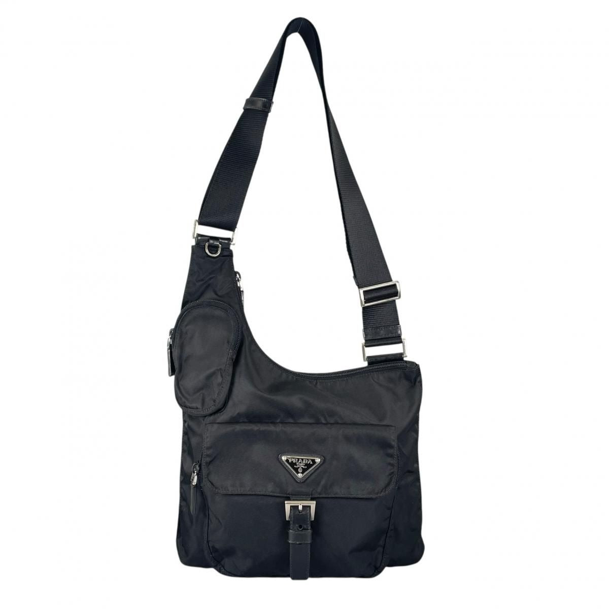 Prada Re-Nylon Crossbody Back Triangle Logo Shoulder Bag Black