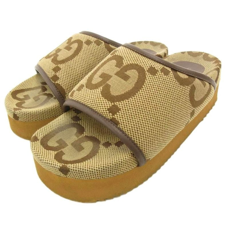 Gucci GG Canvas Slide Sandals Comfort 37 Brown JS AA GY19