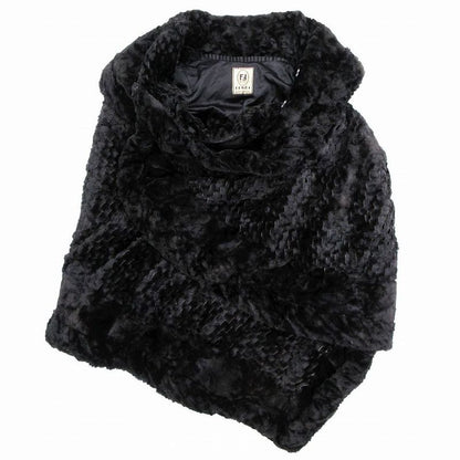 Fendi Fur Asymmetrical Long Cape Poncho Coat Black Ur8 Vintage