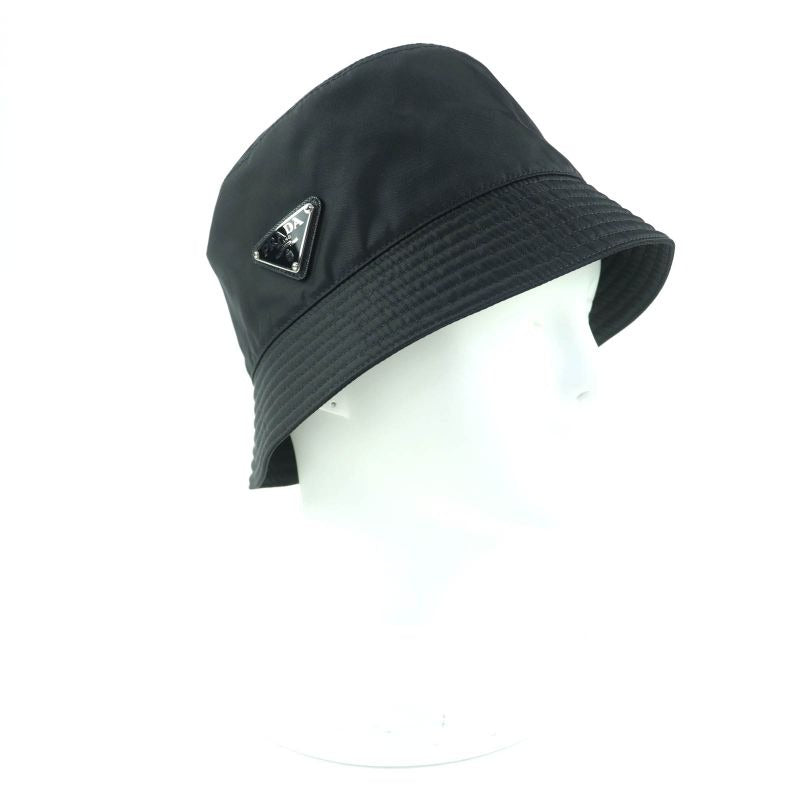 Prada 2 Hc137 re-nylon Triangle Logo Plate Bucket Hat Black